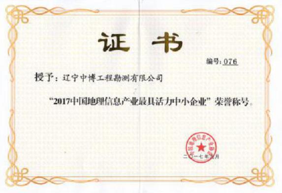 2017中國地理信息產(chǎn)業(yè)最具活力中小企業(yè)